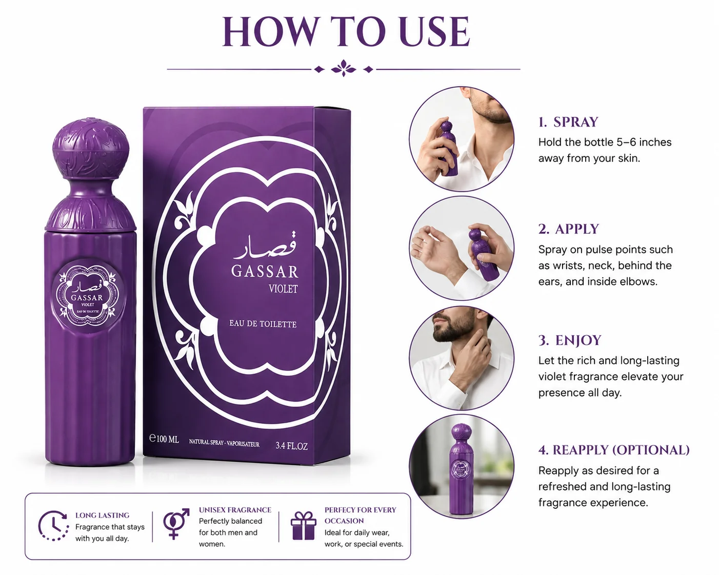 Gassar Violet Perfume Spray