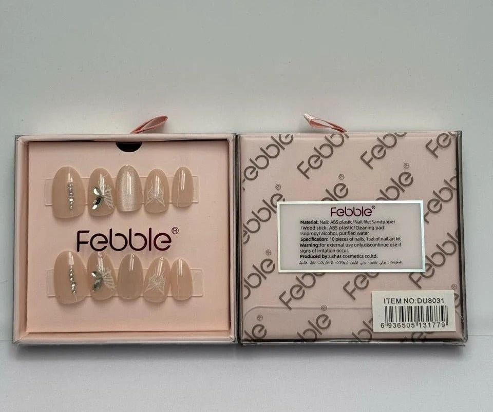 Febble - Crystal Leaf Nude Press-On Nails